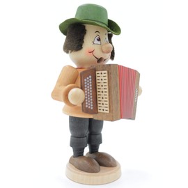 Kuhnert - Original Erzgebirge Wood Art Smoker Figurine Gnome 17 cm - Musician