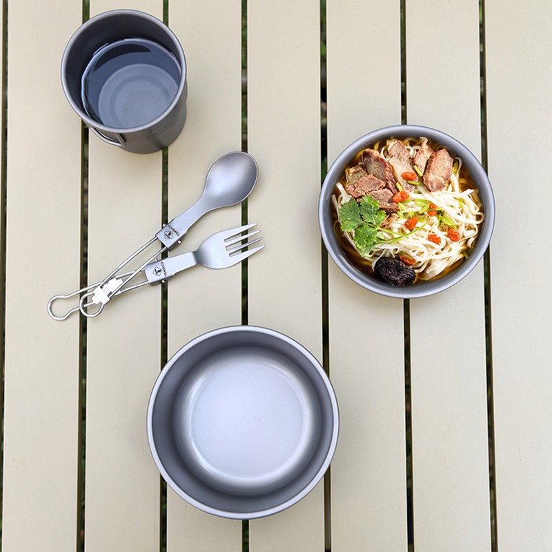 TOMSHOO 500ml Titanium Bowl Stackable Camping Bowl for Camping Hiking