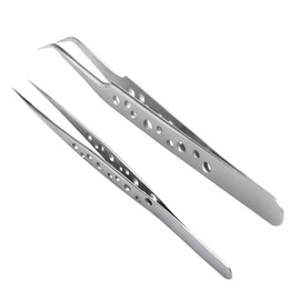 Healeved 2pcs Static Nail Tweezers Non-magnetic Eyebrow Clip and Nail Tool for Home and Curved Straight Tips for Precision Application