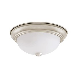 Aspen Creative 63022-1, 1-Light Flush Mount in Brushed Nickel Finish w/ White Alabaster Glass, 11" Diameter, E26 Socket/100 Watts, 1 Pack