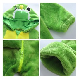 LOLANTA Toddler Dinosaur Animal Costume Unisex Baby Kids Flannel Hooded Romper Jumpsuit Dress Up Outfit（3.5-4.5Y,dinosaur）