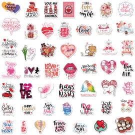 Valentine's Day Stickers,50 PCS Cute Valentine's Day Love Pink Graffiti Vinyl Waterproof Decals for Water Bottles Computer Bicycle Skateboard Luggage Phone Pad Laptop Kids Teens Stickers Pack