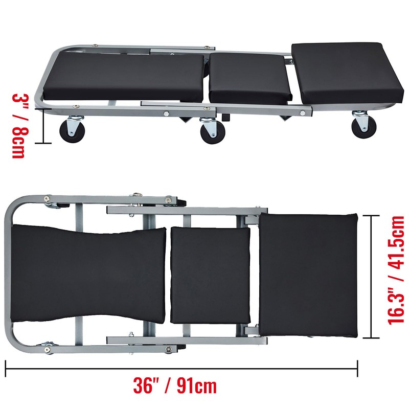 Happybuy Z-Creeper Seat, Dual-Function Rolling Foldable Auto Creeper/Stool, Supports Up