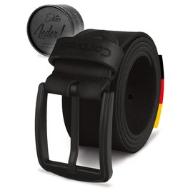 Cartvelli Men's Genuine Leather Belt, Black, 40 mm, Made in Germany, Gift Box, Men's Belt Buckle Matte Black, black