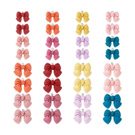 FASHEWELRY 32Pcs Resin Bowknot Pendants 8 Colors Flatback Bow Dangle Charms for DIY Jewelry Making Scrapbooking Crafts