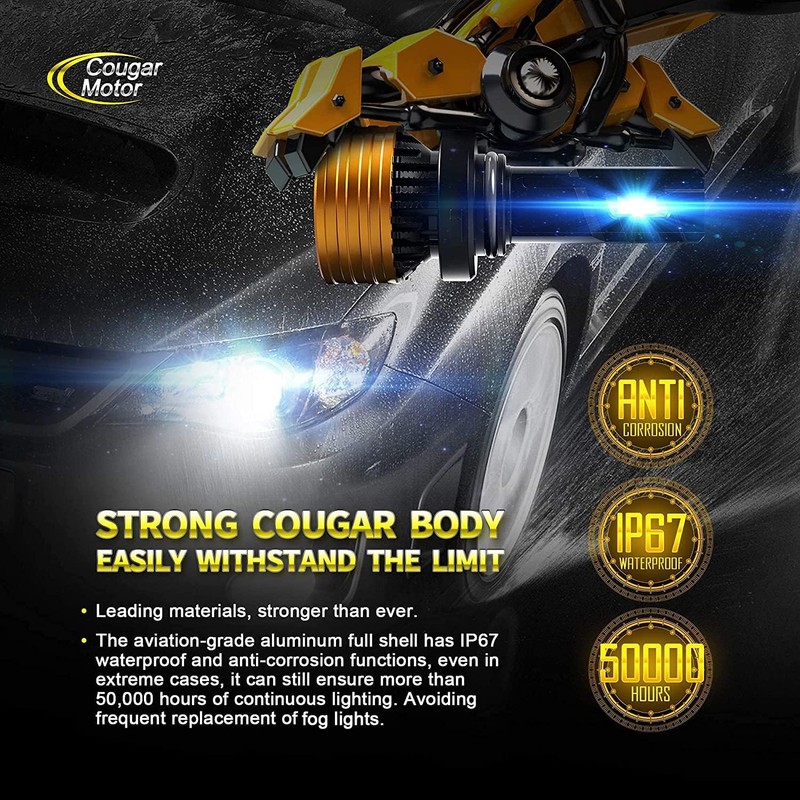 Cougar Motor 9006 Bulb, 9006 Fog Bulbs White Light, 360-Degree