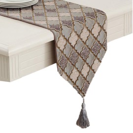 OZXCHIXU TM Modern Fall Jacquard Weave Geometric Table Runners Coffee Color with Tassels for Coffee Tea Party Table Dresser Home Decoration 13 x 73 inches