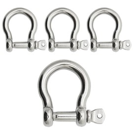 Bow Shackle Reedny 304 Stainless Steel 5/32", 1/4", 5/16",3/8", 1/2", 9/16" Heavy Duty D Ring Shackles Screw Pin Anchor Shackle for Chains Wirerope, Boat, Accessories (1/4'' 4Pcs)