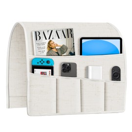 Joywell Joywell Sofa Armrest Organizer Remote Control Holder for Recliner Couch Organizer Caddy Bed Remote Holder with 6 Pockets for Magazine, Tablet, Phone, iPad, Beige