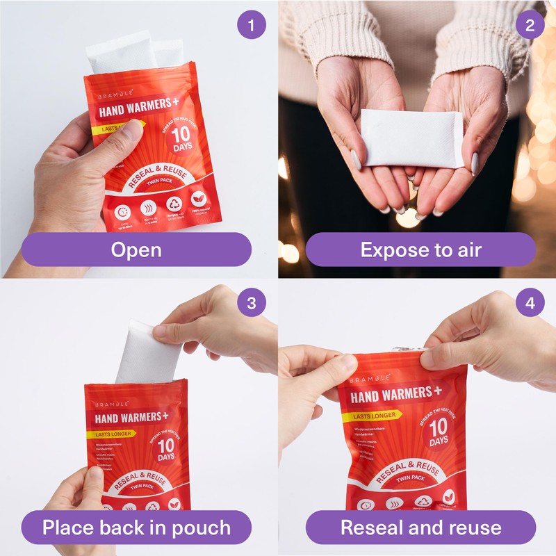 BRAMBLE 20 Hand Warmers Reusable (8 Hours Heat Over 10
