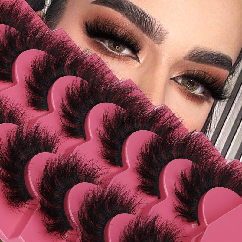 Mink Lashes Fluffy 8D Volume Wispy Eye Lashes Cat-Eye Long