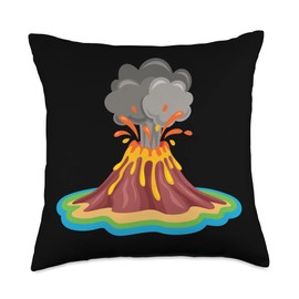 Volcano Children & Dinosaur Lava Kids Gift Idea Volcano Lava Earth Magma Geology Geologist Erupting Throw Pillow, 18x18, Multicolor