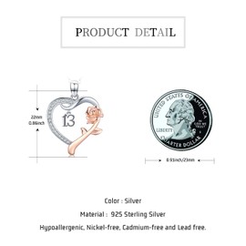 13th Birthday Gifts for s/Birthday Gifts for 13 Year Old Daughter 925 Sterling Silver Love Heart Rose Flower Pendant Necklace for Women Sister Mothers Day Christmas Anniversary Graduation Jewelry