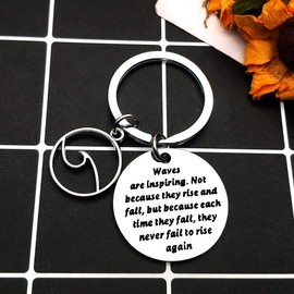 Surfer Ocean Lovers Gifts Tropical Ocean Waves Charm Beach Keyring Inspirational Key Chain for Women Men Surfer Surfing Lover Gift for Best Friends Graduation Christmas Valentines Birthday Gifts