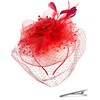 Red Fascinators Hat for Women Tea Party Elegant Funeral Veil