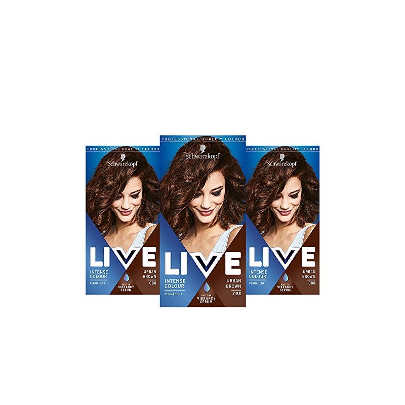 Schwarzkopf Live Intense Colour Brown Hair Dye, 3-Pack Permanent Colour