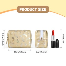 10 * 6 * 8cm Mini Schminktasche Damen Mini-Kosmetiktasche PU Leder Klein Kulturbeutel Make up Tashe Kleine Waschtasche mit Schmetterling Organizer Reise Zubehör Geschenk Beste Freundin(Rose)