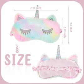 Eye Mask for Sleeping, Cute Unicorn Soft Fluffy Plush Sleep Mask Novelty Blindfold Eye Covers for Women Girls Kids