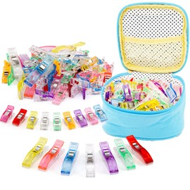 Sewing Clips 100 Pcs Quilting Clips 80 Small +20 Large Fabric Clips Assorted Colors & Sizes, Multipurpose Plastic Clips Craft Clips Sewing Supplies Quilting Accessories Crafting Tools