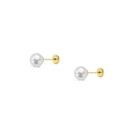 Monde Petit T1781P - Pendientes de bebe/niña oro 18 kts. gallon perla 5 mm., Sterling Silver, Pearl