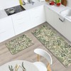 Livcoz Welcome Green Leaves Botanical Kitchen Rugs Set of 2,