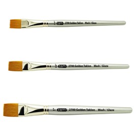 ZEM Brush Golden Taklon Wash Brush Set Sizes 1/2", 3/4", 1"