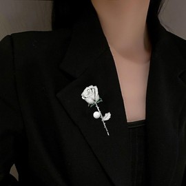 Lopsity Women's Elegant Brooch Rose Flower Brooch Pin Shirt Brooch Retro Jewelry Clothing Decoration,Suit Coat Breastpin for Women Accessories (silver)