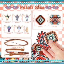 Southwestern Iron On Embroidered Clothing Patches: Meneng Western 32Pcs Embroidery Patch for DIY Crafts - Cowboys Cowgirls Hats Backpacks Jackets Shirts