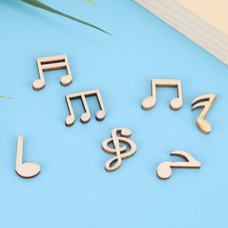 100Pcs Wooden Music Note Mixed Decorative Note Embellishment for Concert