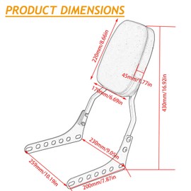 Motaux Passenger Sissy Bar Rear Backrest Pad for Harley Street Bob FXBB Softail Slim FLSL Deluxe FLDE Heritage Classic FLHC FLHCS 2018-2023, Black
