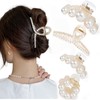 Mehayi 4 PCS Large Pearl Hair Claw Clips for Women