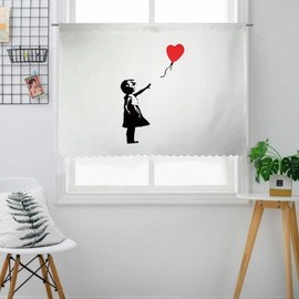 Cafe Curtain, Banksy for Small Windows, Heat Insulation, UV Protection, Energy Saving, Washable, Room Divider, Stylish, Blindfold, Small Window Curtain, Cafe, Washroom, Store Decoration, Width 39.4 x
