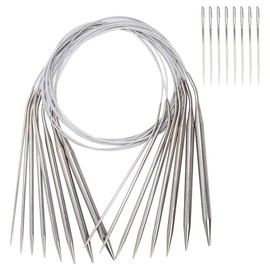 NANXJIUR Stainless Steel Knitting Needles Set, Circular Knitting Needles Beginners 11 Pieces 25.5 inch, Long & Smooth Metal Round Knitting Needles(65cm)