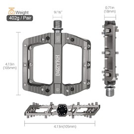 MZYRH Road/Mountain Bike Pedals MTB Pedals Bicycle Flat Pedals 3 Bearings 9/16” Aluminum Alloy Bicycle Platform Pedals for BMX MTB (TI)
