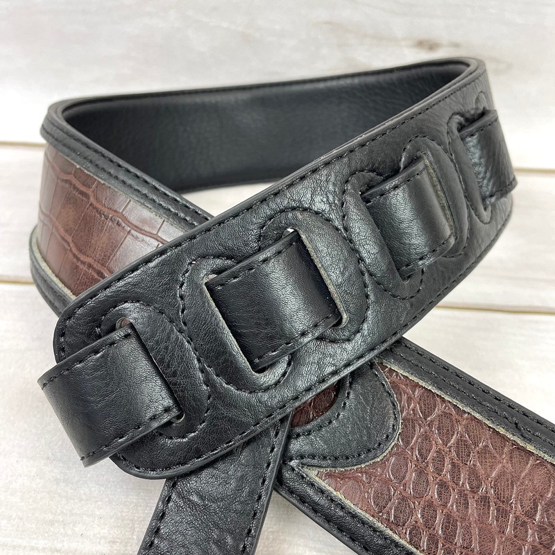 Walker & Williams G-800 Soft Black Leather Strap Brown Gator