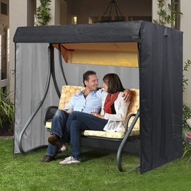 boyspringg Swing Cover,3 Seaters,Outdoor Swing Covers,420D Waterproof Fabric,87'' x49'' x 67'',Swings Cover for Outdoor Furniture,Durable Waterproof UV Resistant Weather Protector (Black)