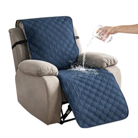 YUEANG Recliner Chair Covers Waterproof 100% Recliner Cover Chair Covers for Recliners Non-Slip Pet Protector Furniture Covers Recliner Sofa Cover for Kid Dog, Navy Blue