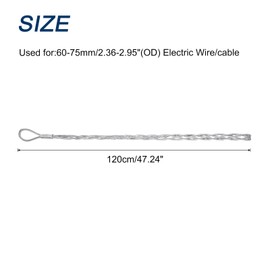 MECCANIXITY 60-75mm OD Cable Pulling Socks Grip 1.2m Single Head Side Pull Wire Mesh Puller Socks Grips Galvanized Steel Wire Pulling Tools