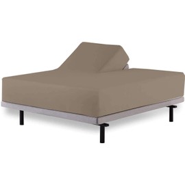 Top Split King Sheets Sets for Adjustable Bed-Sheets for Sleep Number Beds, Split Top King-King 34" Top Split King Sheets -4 Pcs Set Split Top King Sheets 100% Giza Cotton Upto15-18" Deep (Taupe)