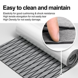 AQUARM EVA Foam Boat Flooring Decking Sheet Marine Flooring Non-Slip Self-Adhesive Easy Clean Decking Sheet for Motorboat RV Yacht Kayak Surfboard Swimming Pool Stairs, 94.5"x31.5" (Black&Gray)