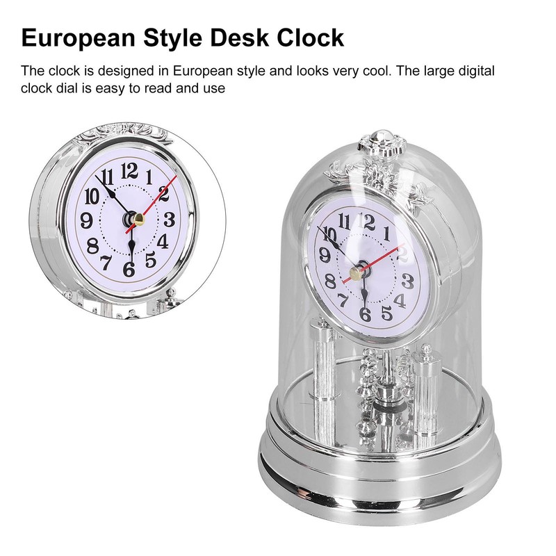 Desk Clock European Style Quiet Environment Internal Rotation Home Decoration