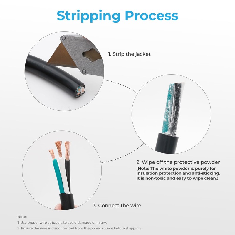 FIRMERST 10 Gauge 3 Conductor Power Cable SJTW 300V Pure