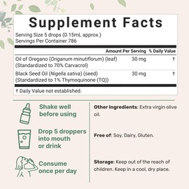 Oil of Oregano with Black Seed Oil, 4 fl oz | 2-in-1 Dropper | High Potency Liquid Drops with Carvacrol & Thymoquinone | Immune Support | Natural Herbal Supplement | Vegan, Plant Based, Non-GMO