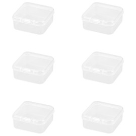 Rumyve 6Pcs Clear Plastic Storage Boxes with Lids - Mini Rectangular Containers for Beads, Business Cards, Pills, and Small Items(4.5 * 4.5 * 2 cm)