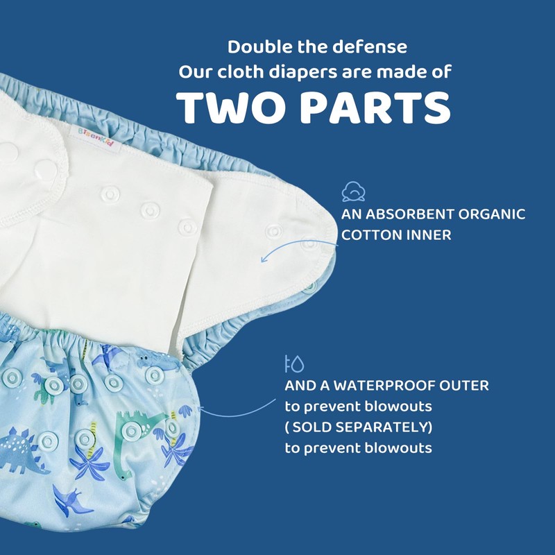 BISENKID Organic Cotton Cloth Diaper Inner - Super Absorbent and
