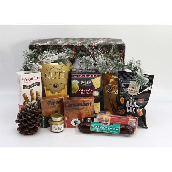 Gift Basket Village - Holiday Homecoming Gourmet Snack Basket: Sausage, Cheese, Nuts, and More, Perfect for Festive Gatherings, Handcrafted in the USA