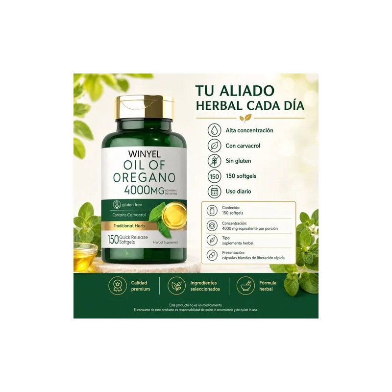 Aceite De Orégano 4000mg 150 Cápsulas Softgels
