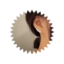 Iaceble Boho Pearl Stud Earrings Crystal Pearl Ear Climber Earrings Gold Cz Pearl Earrings Pearl Bead Earrings Wedding Bridal Earrings Jewelry for Women