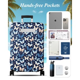 Slohif Luggage Cover for Suitcase Tsa Approved Protector - Carry on Luggage SleeveLarge Suit Case Cover Travel Stretch Luggage Case Protective Washable Fit 18-30 Inch Sea Wave L