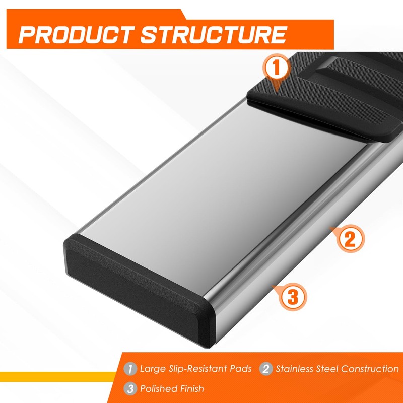 [Pair] 6 Inch Silver Stainless Steel Running Boards Side Steps